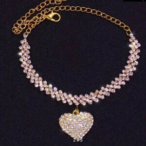 Rhinestone Heart Design Bracelet or Anklet